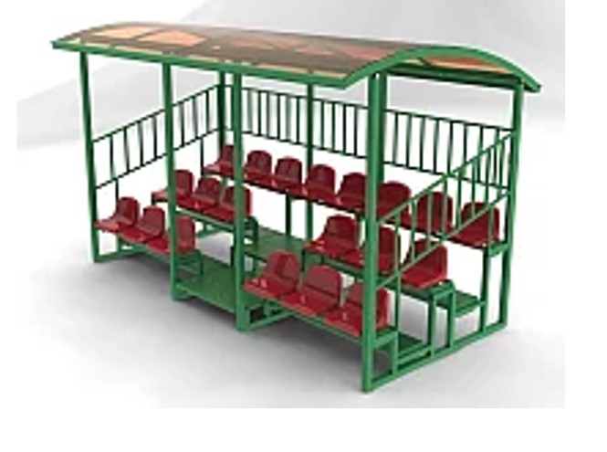 Трибуна крытая 3-х рядная с пластиковыми сидениями и навесом МСК ГАРАНТ 9516 Подкатные лежаки и сидения